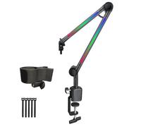 Beimus LED Microphone Arm Stand Mic Stand for Gaming Streaming Podcasting with Adjustable Boom LED Lighting