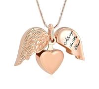 Beimus Love Pet Ashes Necklace Heart Wing Cremation Jewelry Keepsakes with Secure Compartment Steel Pet Cremation Jewelry
