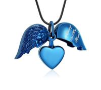 Beimus Love Pet Ashes Necklace Heart Wing Cremation Jewelry Keepsakes with Secure Compartment Steel Pet Cremation Jewelry