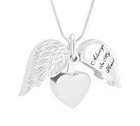 Beimus Love Pet Ashes Necklace Heart Wing Cremation Jewelry Keepsakes with Secure Compartment Steel Pet Cremation Jewelry