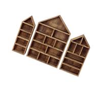 Beimus Set of 3 Multip Sized Wooden Shadows Boxes Wall Display Shelves for Collectible Figures Dustproof Storage Organizersle Miniature Figures Display Case