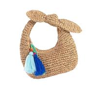 Beimus Stylish Bows Straw Evening Bag Vacation Handbag Essential For Travel Prom Occasion And Casual Daily Use Trendy Straw Handbag For Casual Outfits