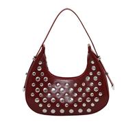 Beimus Stylish Studded Motorcycle Crossbody Bag Convertible Shoulder Purse Spacious PU Leather Casual Daily Essentials Trendy Studded Handbag