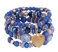 Beimus Vintage Ethnic Stretchable Resin Featuring Sparkling Heart Accents and Dynamic Tassels Design Lightweight Resin Beaded Hand Chain