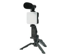 Beimus Vlog Tripod for Phone Desk Tripod Adjustable Phone Mount Holder LED Fill Light and Microphone