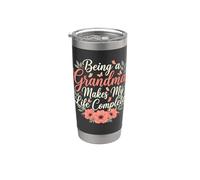 Being A Grandma Makes My Life Complete Butterfly Boho Floral Stainless Steel Insulated Tumbler