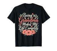 Being A Grandma Makes My Life Complete Butterfly Boho Floral T-Shirt