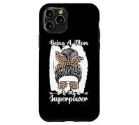 Being A Mom Is My Superpower Messy Bun Leopard Mother's Day Case for iPhone 11 Pro