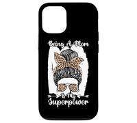 Being A Mom Is My Superpower Messy Bun Leopard Mother's Day Case for iPhone 12/12 Pro
