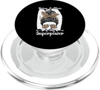 Being A Mom Is My Superpower Messy Bun Leopard Mother's Day PopSockets PopGrip for MagSafe