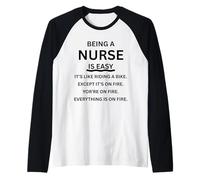 Being a Nurse is Easy Funny Saying Humor Raglan Baseball Tee