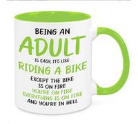 Being an Adult is Easy Funny Mug - Funny Novelty Gift Silly Present Mug Birthday Christmas for Mum Dad Friend Sister Brother Grandparents for Man Woman Secret Santa Work Quotes (Green)