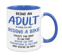 Being an Adult is Easy Funny Mug - Funny Novelty Gift Silly Present Mug Birthday Christmas for Mum Dad Friend Sister Brother Grandparents for Man Woman Secret Santa Work Quotes (Blue)