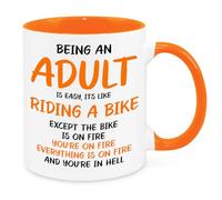 Being an Adult is Easy Funny Mug - Funny Novelty Gift Silly Present Mug Birthday Christmas for Mum Dad Friend Sister Brother Grandparents for Man Woman Secret Santa Work Quotes (Orange)