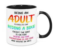 Being an Adult is Easy Funny Mug - Funny Novelty Gift Silly Present Mug Birthday Christmas for Mum Dad Friend Sister Brother Grandparents for Man Woman Secret Santa Work Quotes (Rainbow)