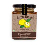 Being Bania Sweet Lemon Pickle, 100% Natural with Added Hing Flavour 280 gm of Khatta Meetha Nimbu Achar, No Preservatives & Additive, Handmade Gourmet Pickles