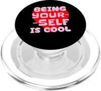 Being Yourself Is Cool Red Heart Preppy Pink Positive Quote PopSockets PopGrip for MagSafe