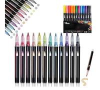 Beingduty Marker Pen For Highlight, Double Line Super Squiggles Metallic Glitter Pens, for Drawing And Scribbling (12 pcs)