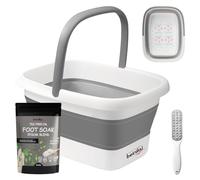Beinilai Collapsible Foot Bath Kit, Foot Soaking Tub with Handle and Massage Acupoint, Tea Tree Oil Foot Soak with Epsom Salt, and Pedicure Feet File
