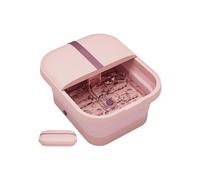 Beinilai Collapsible Foot Spa and Massager with Heater and Bubbles,Six Massage Rollers,Vibration and Red Light,Soaking Tub with Pumice Stone (Pink)