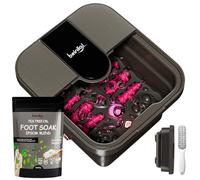 Beinilai Collapsible Foot Spa Bath with Heat,Bubble,Massage Rollers, Tea Tree Oil Foot Soak with Epsom Salt, Pedicure Foot File, Red Light,Removable Pumice Stone,Pedicure Foot Spa
