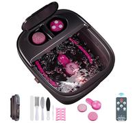 Beinilai Collapsible Foot Spa Massager with Heater,Remote Control,Temp Control,3 Pedicure Attachments,Pedicure Foot Bath with Bubble and Handle for Relive Stress