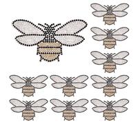 beinkmake 10pcs Rhinestone Bee Applique Patches Honey Crystal Iron on Patch Glitter Alphabet Bling Transfer for DIY Clothes Jeans Shoes Hats