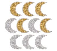beinkmake 10Pcs Rhinestones Moon Patches Iron on Hotfix Transfer Bling Gold Silver Moon Crystal Repair Applique for Clothes Bags Hats Vest Pants Decoration DIY Decals