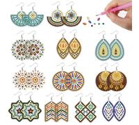 beinkmake 12 Pairs Boho Vintage Diamond Painted Earrings 5D Earring Making Kit Western Jewelry DIY Diamond Art Earring Kit for Adults Craft Unique Handmade Gifts