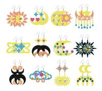 beinkmake 12 Pairs Celestial Sun Moon Star Diamond Painted Earrings 5D Earring Making Kit Fantasy Vintage Jewelry DIY Diamond Art Earring Kit for Handmade Gifts