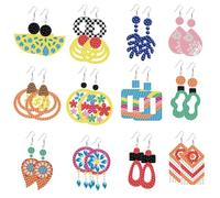 beinkmake 12 Pairs Vintage Boho Diamond Painted Earrings 5D Earring Making Kit Retro Flower Jewelry DIY Diamond Art Earring Kit for Handmade Gifts