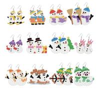 beinkmake 12 Pairs Winter Snowman Diamond Painted Earrings 5D Earring Making Kit Skiing Candy Drumming Jewelry for Handmade Gifts