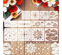 beinkmake 12 Pcs Stencils for Painting, Cloud Moon Star Stencils, Space Paint Making Art Craft Reusable Template on Canvas Fabric Walls Wood