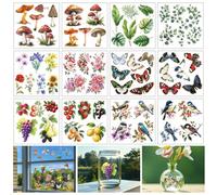 beinkmake 12 Sheets Nature Elements Rub on Transfers for Crafts 5.5×5.5inch Flower Butterfly Bird Fruit Furniture Rub on Transfers Sticker for Wood Glass Scrapbooking Journals Planners DIY Craft