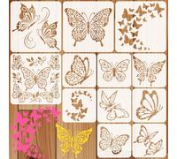beinkmake 12Pcs Butterfly Stencil for Painting Reusable PET Painting Stencils Set Spring Drawing Templates for Wood Furniture Canvas Paper Fabric