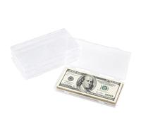 beinkmake 12Pcs Clear Plastic Paper Money Storage Cases with 100Pcs Currency Storage Bags, 6.5×3.4 Inch Rectangle Cash Bill Organizer Boxes for Collecting, Travel and Office Supplies