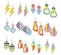beinkmake 12Pcs Diamond Painteds Earrings Making Kit Lightning Pattern Diamond Drawing Earring Set DIY Diamond Art Kits Jewelry Making for Women Handmade Gifts