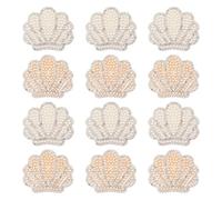 beinkmake 12Pcs Rhinestone Shell Patches, Pearl Shell Self-Adhesive Appliques, Bling Crystal Stickers for Clothes, Bags, Shoes and DIY Craft Decor, Beige and White