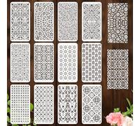 beinkmake 12Pcs Vintage Brocade Floral Stencil PET Painting Templates Flower Inlay Border Stencils for Furniture Reusable DIY Craft for Wall Wood Fabric Canvas Paper Home Decor 3.94 x 7.87 inch