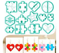 beinkmake 13Pcs Puzzle Piece Polymer Clay Cutters Heart Polymer Cutter for Clay Earrings Making Festival Jewelry DIY