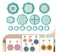 beinkmake 14Pcs Mandala Polymer Clay Cutters Lotus Flower Clay Earrings Cutters Polymer Jewelry Cutter for Earrings Making Birthday Party DIY Supplies