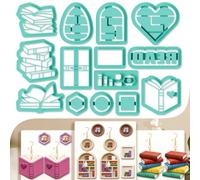 beinkmake 14Pcs Mini Bookshelf Polymer Clay Cutters Book Polymer Cutter for Clay Earrings Making Festival Jewelry DIY for Reading Lovers Gifts