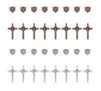beinkmake 16 Sets Saint Benedict Rosary Crucifix and Medal Set Alloy St Benedict Medal Jesus Crucifix Pendant Charms for DIY Jewelry Making, Unisex Spiritual Craft Supplies