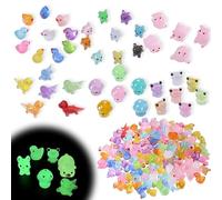 beinkmake 163Pcs Luminous Mini Resin Animals Glow in The Dark Tiny Ducks Frogs Pig Dog Mushroom Miniatures Decor for Micro Fairy Garden Aquarium Potted Decoration