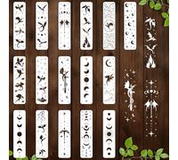 beinkmake 16Pcs Sun Moon Stars Stencil for Painting PET Templates Flying Dragon Inlay Border Stencils for Furniture Reusable DIY Craft Wall Wood Fabric Canvas Paper Home Decor