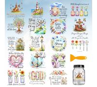 beinkmake 18 Sheets Bible Verse Faith Rub on Transfers for Crafts and Furniture 4×3.5inch Cross Anchor Furniture Transfer Stickers for Glass Candle Holder, Porcelain, Mirror Home Decor