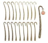 beinkmake 18Pcs Antique Bronze Hook Bookmarks Blanks, Double Sided Vintage Flower Carved Metal Book Marks with Loop for Beading, Crafting, Jewelry Making, Book Lovers