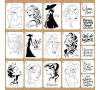 beinkmake 18pcs Elegant Lady Figure Stencil for Painting, Art Portrait Template, Reusable Craft Stencil for DIY Crafts on Wood, Fabric, Canvas, Walls