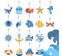 beinkmake 18Pcs Ocean Diamond Art Painting Keychains Kit Diamond Art Ornaments Double Sided Sea Animals Whale Jellyfish Starfish 5D Diamond Key Rings DIY Gem Keychains for Beginners Adults