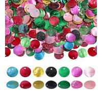 beinkmake 200Pcs Natural Shell Beads 15mm Flat Round Capiz Seashell Slice Charm Mussel Shell Disc Coin Beads for Handcraft Jewelry Making Home Decoration, Mix
